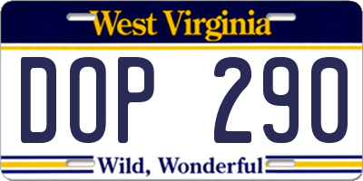 WV license plate DOP290