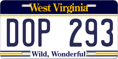 WV license plate DOP293
