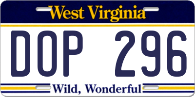 WV license plate DOP296