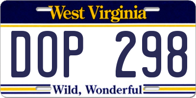 WV license plate DOP298