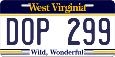 WV license plate DOP299