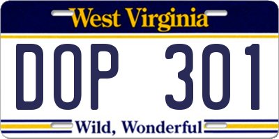 WV license plate DOP301