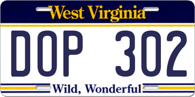 WV license plate DOP302