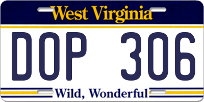 WV license plate DOP306