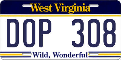 WV license plate DOP308