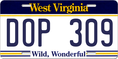 WV license plate DOP309