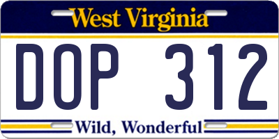 WV license plate DOP312