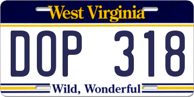 WV license plate DOP318