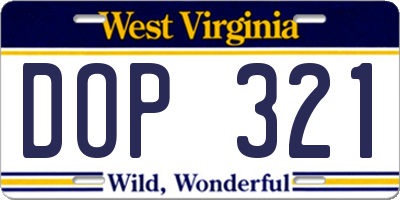 WV license plate DOP321