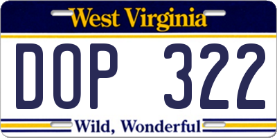 WV license plate DOP322