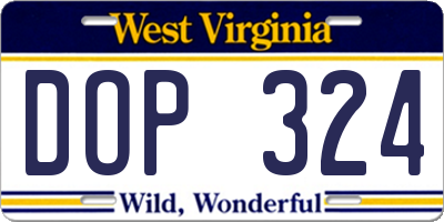 WV license plate DOP324