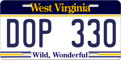 WV license plate DOP330