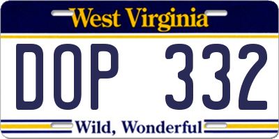 WV license plate DOP332