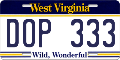 WV license plate DOP333