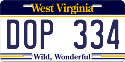 WV license plate DOP334
