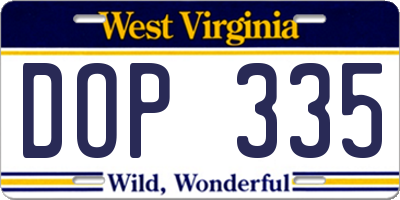 WV license plate DOP335