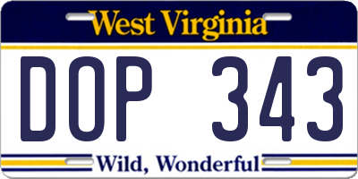 WV license plate DOP343