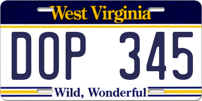 WV license plate DOP345