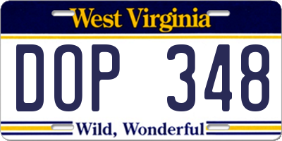 WV license plate DOP348