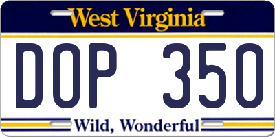 WV license plate DOP350