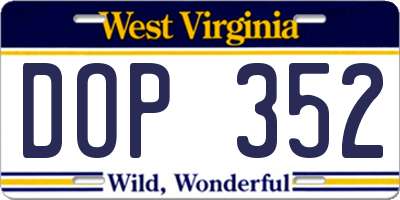 WV license plate DOP352