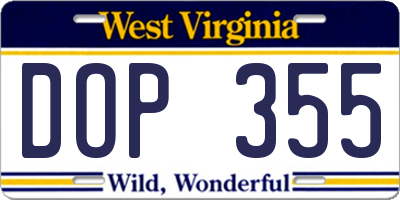 WV license plate DOP355