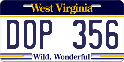 WV license plate DOP356