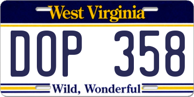 WV license plate DOP358