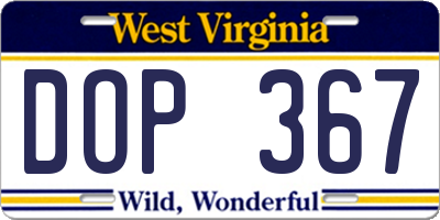 WV license plate DOP367