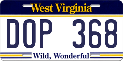 WV license plate DOP368