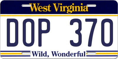 WV license plate DOP370