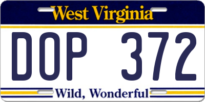 WV license plate DOP372