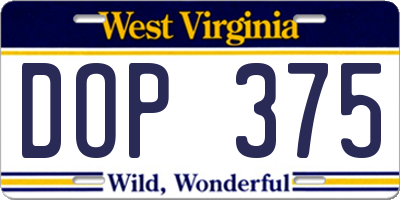 WV license plate DOP375