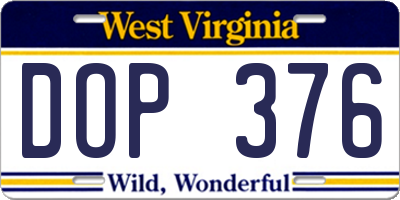 WV license plate DOP376