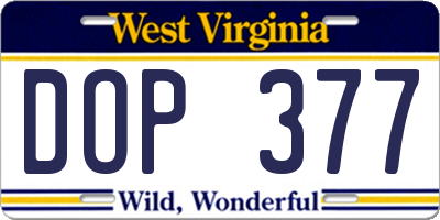 WV license plate DOP377