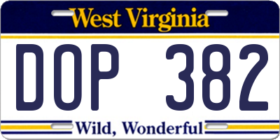 WV license plate DOP382