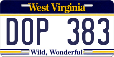 WV license plate DOP383