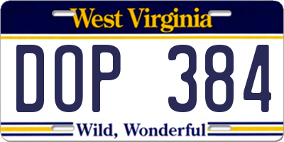 WV license plate DOP384