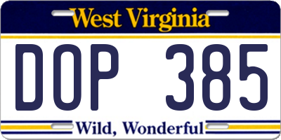 WV license plate DOP385