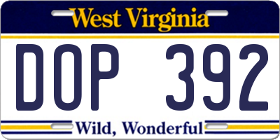 WV license plate DOP392