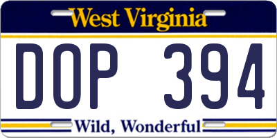WV license plate DOP394