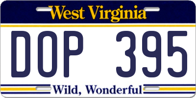 WV license plate DOP395