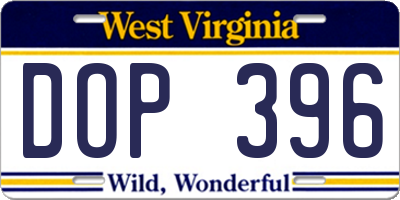 WV license plate DOP396