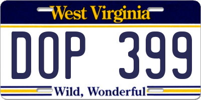 WV license plate DOP399