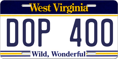 WV license plate DOP400
