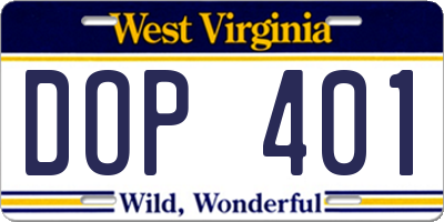 WV license plate DOP401