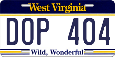 WV license plate DOP404