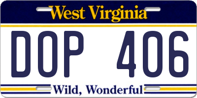 WV license plate DOP406