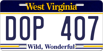 WV license plate DOP407