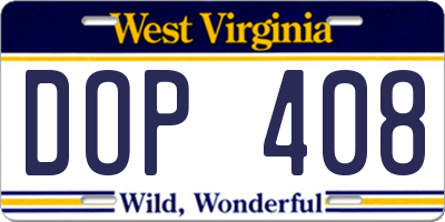 WV license plate DOP408